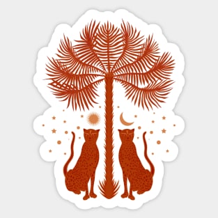 Cheetah Twins and Palm Tree in Terracotta Sticker